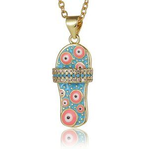 Evil Eye Slipper Pendant Necklace